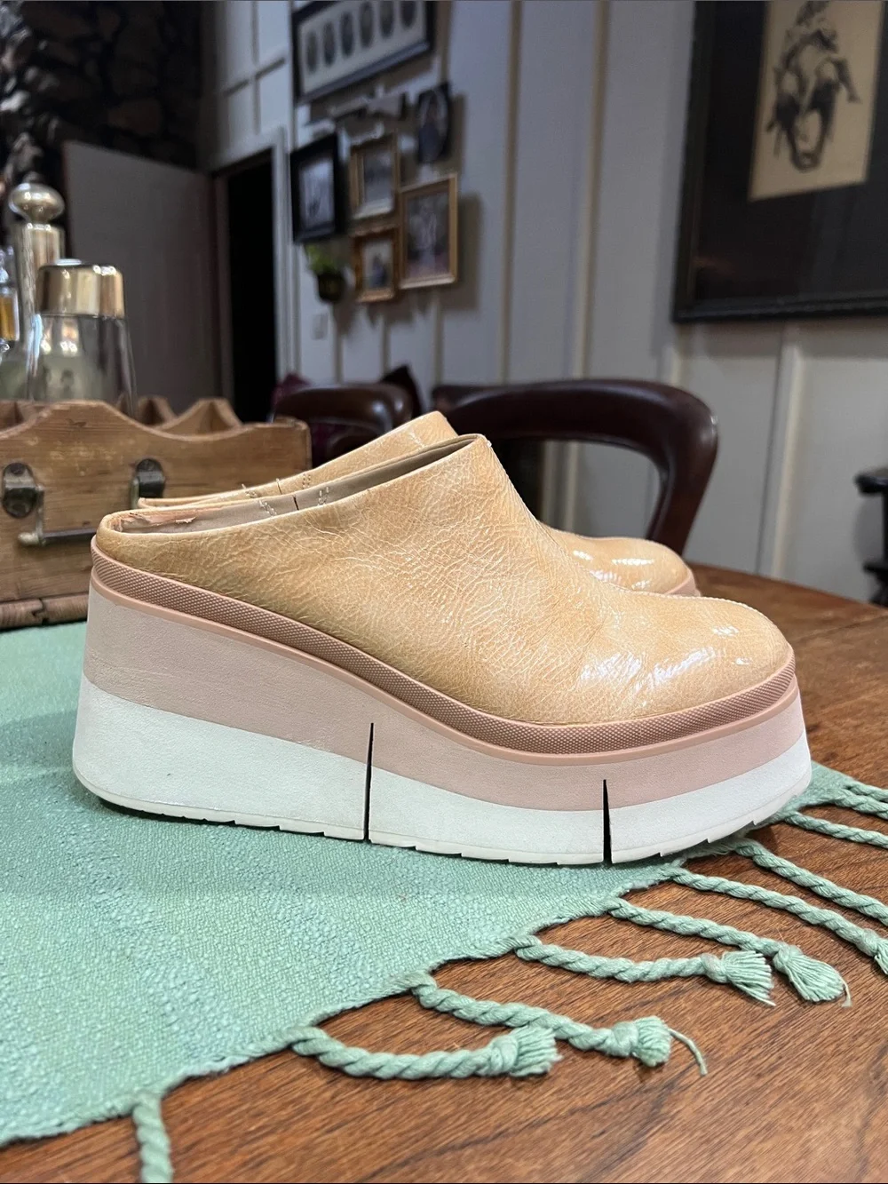 Naked Feet Coach Platforms in Beige